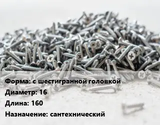 Шуруп с шестигранной головкой 16х160 сантехнический